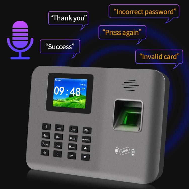 Realand AL325D Fingerprint Time Attendance with 2.4 inch Color Screen & ID Card Function & WiFi & Battery