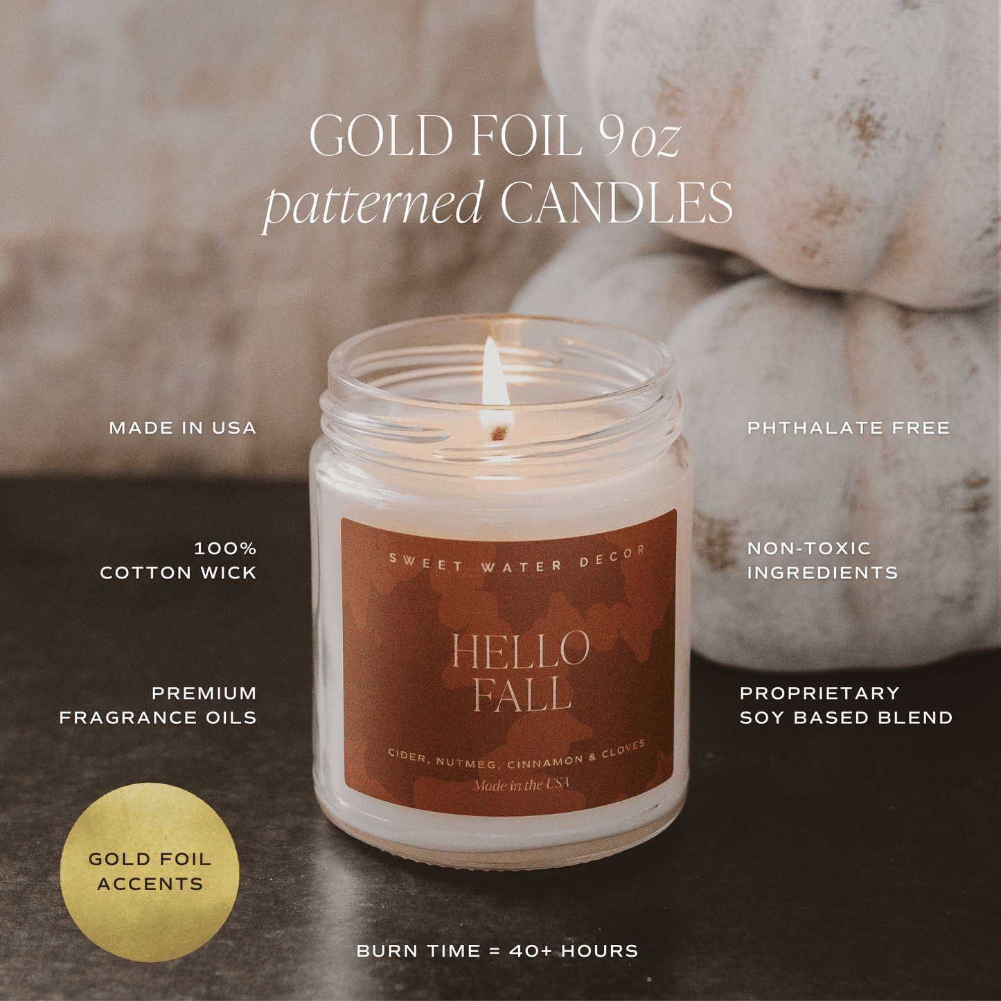 Fall Leaves Soy Candle - Patterned 9 oz - Clear Jar