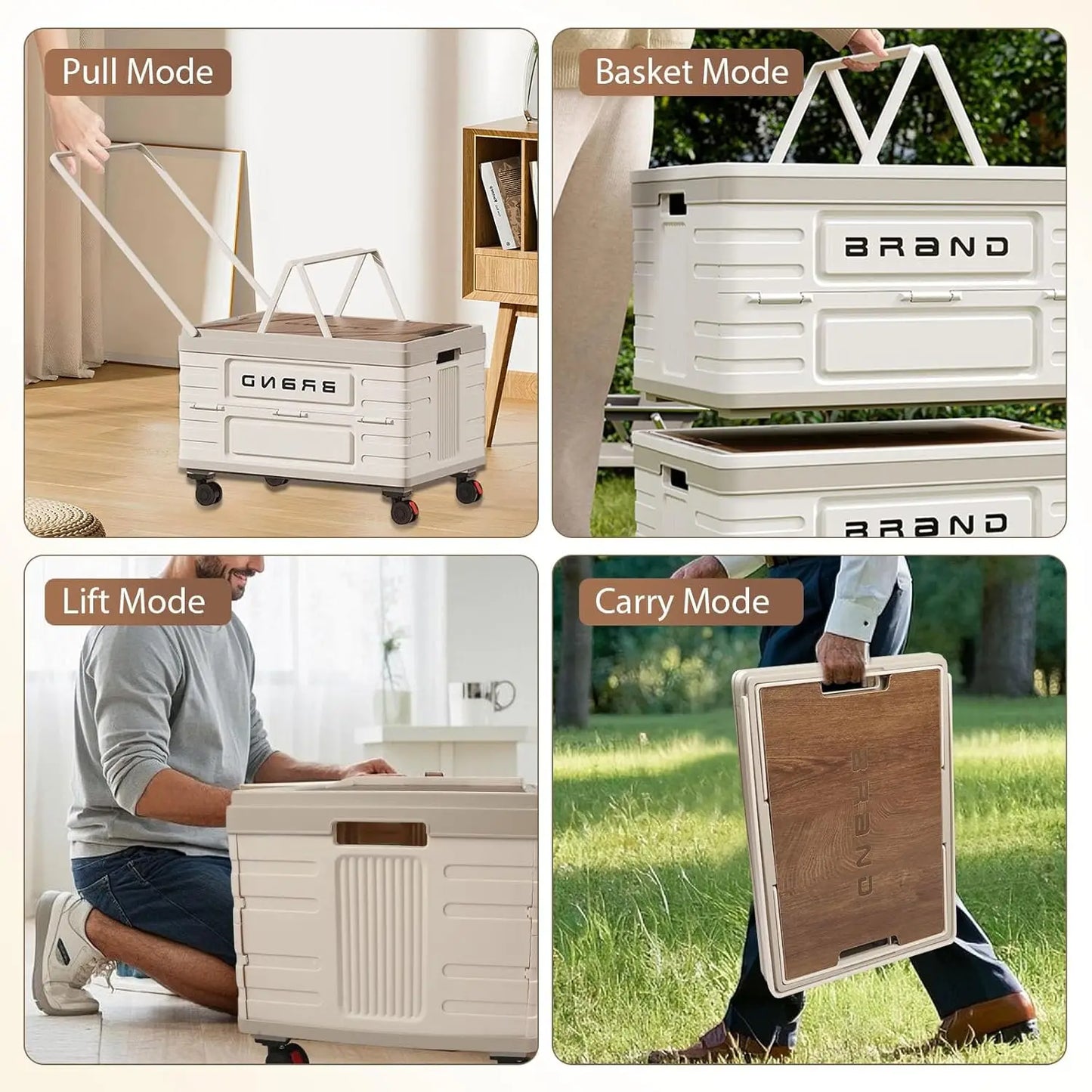 360° Rotating Foldable Storage Cart – Heavy-Duty Mobile Organizer with