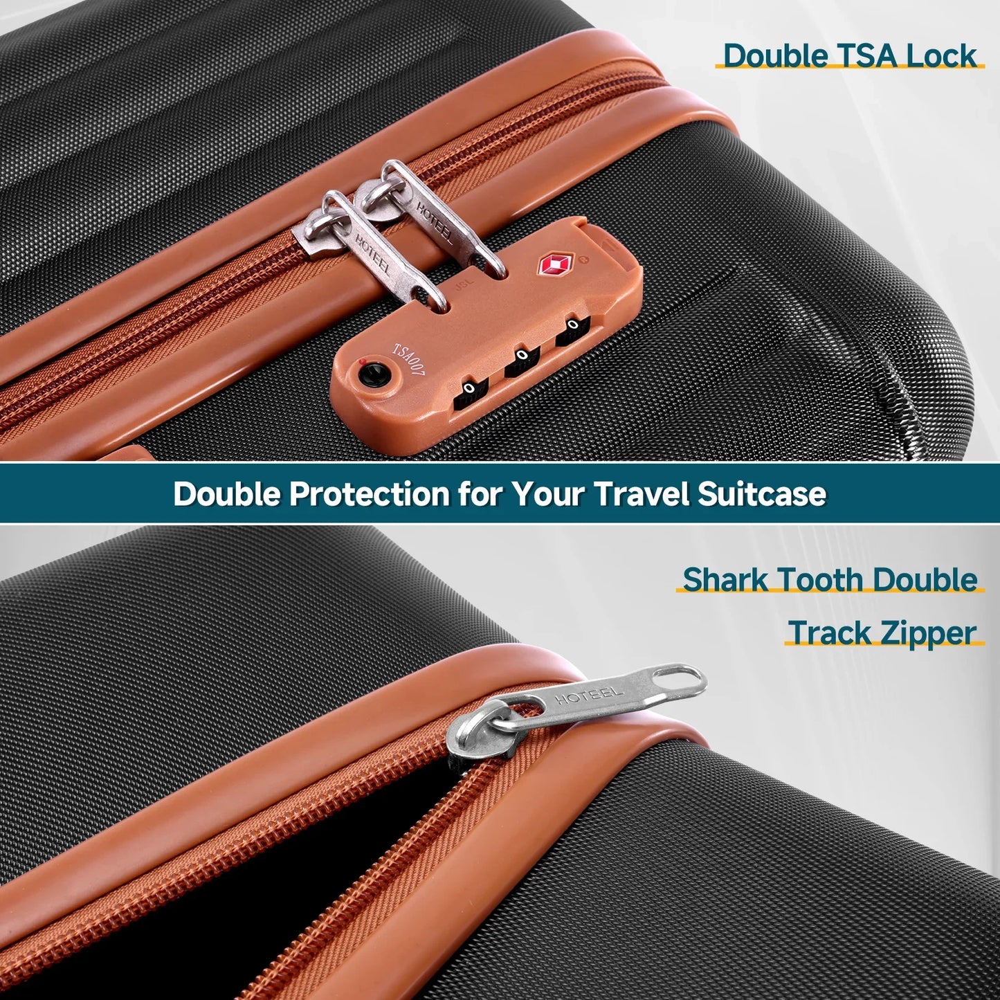 6 Piece Luggage Set With Spinner Wheels, Carry On Suitcase Set Duffel &Toiletry Bag With TSA Lock.