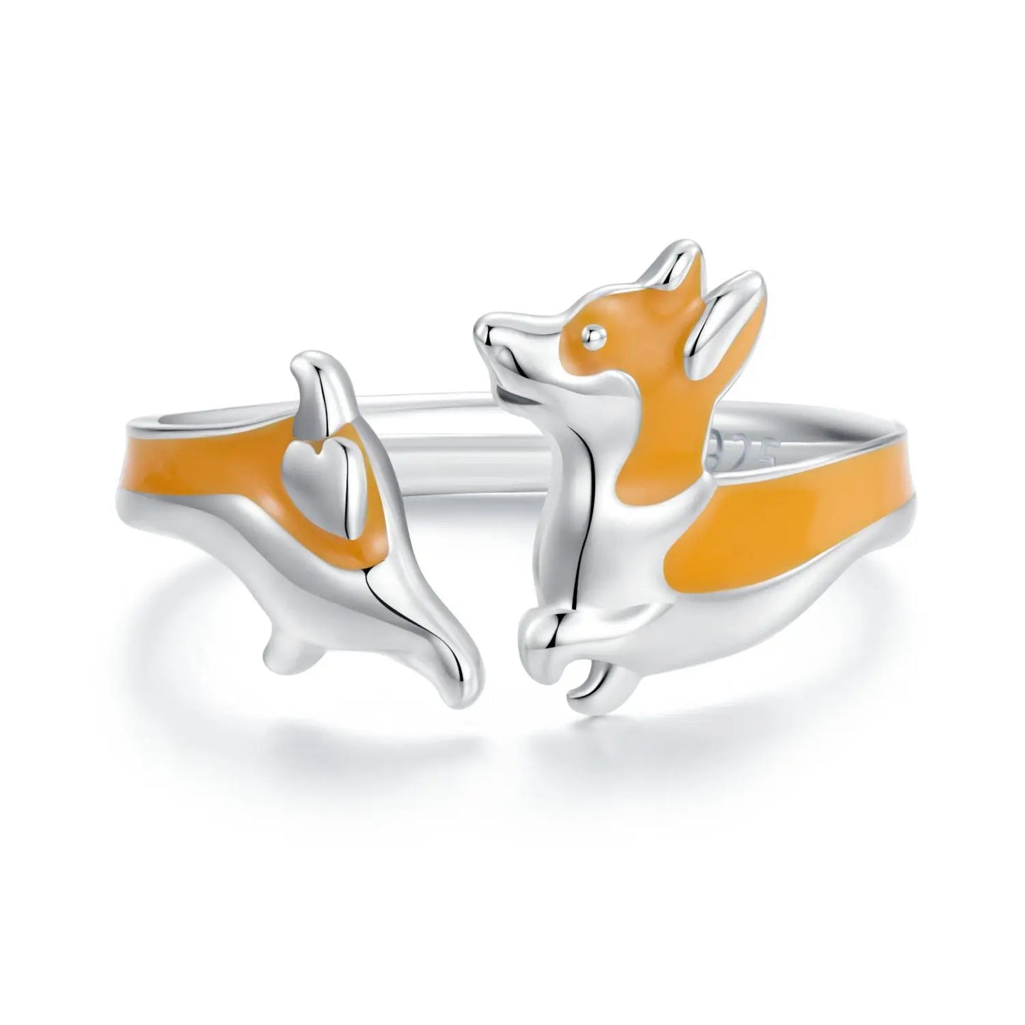 WOSTU 925 Sterling Silver Cat Pet Adjustable Rings For Women Animal Dog Open Ring Family Daughter Birthday Jewelry Girl Gift