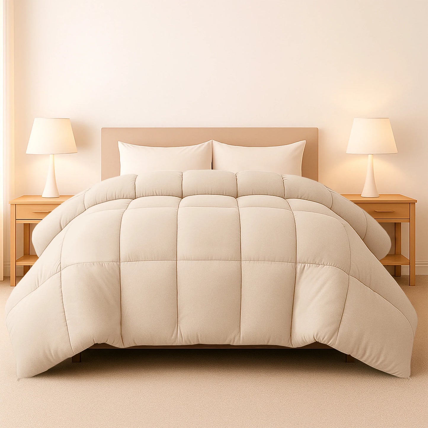 Decor Down Alternative Comforter – 1 Piece Fluffy Duvet Insert with Box Stitch Design – 102" x 90"