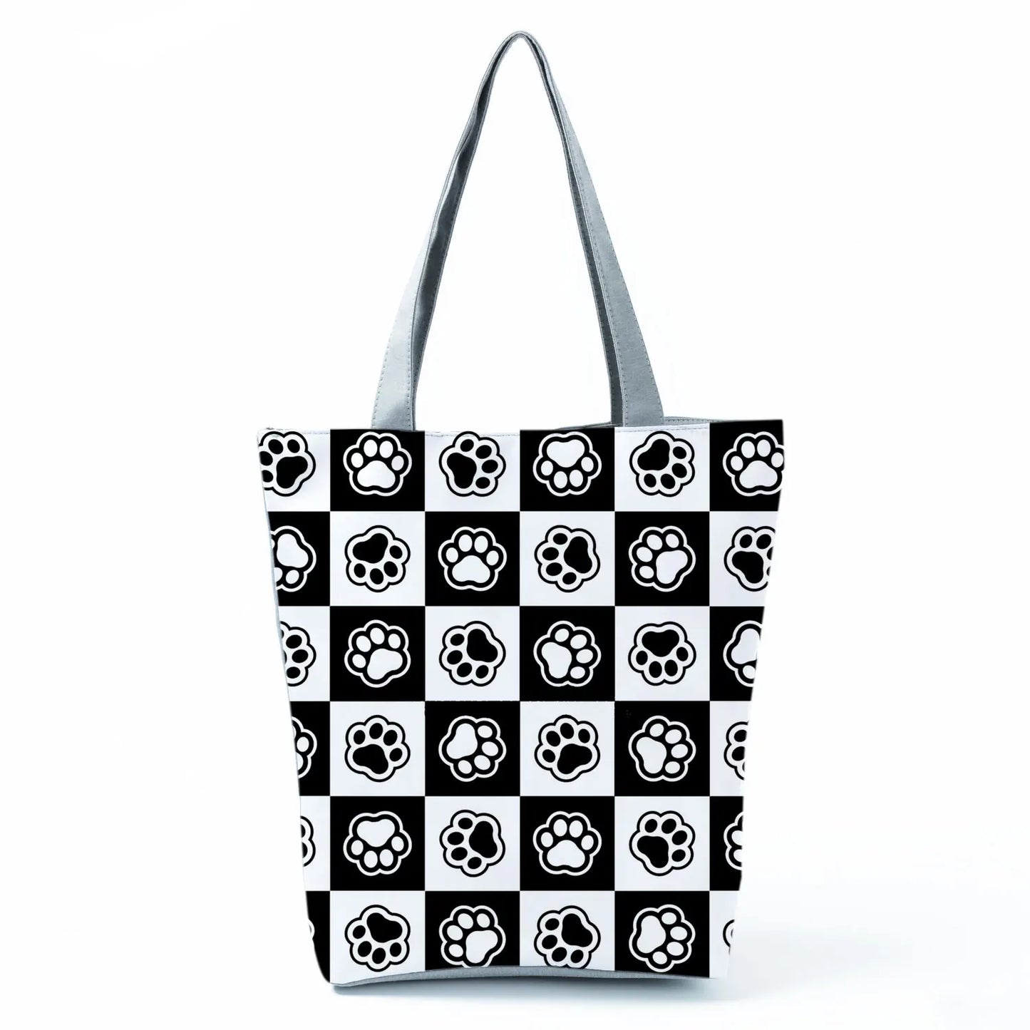 High Capacity Fashion Custom Gift Shoulder Bag Funny Shopping Bags Dog Paw Printed Beach Women's Tote Bag Eco Portable Handbags