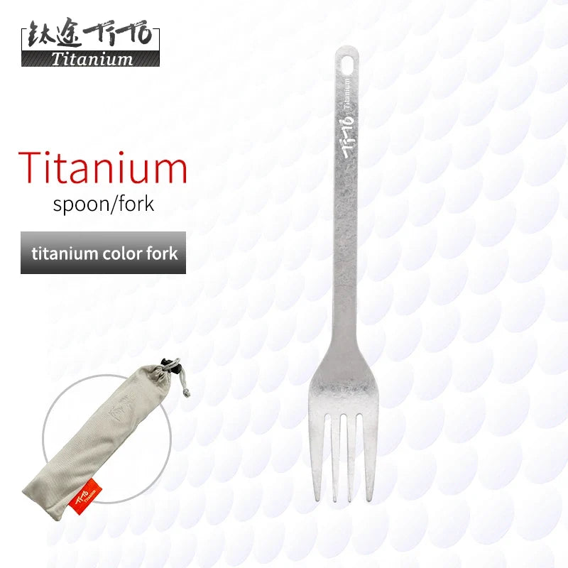 TiTo Outdoor Camping Titanium Spork 13.8g Ultralight Titanium Spoon Long Handle Spoon Outdoor Camping Picnic Titanium Fork