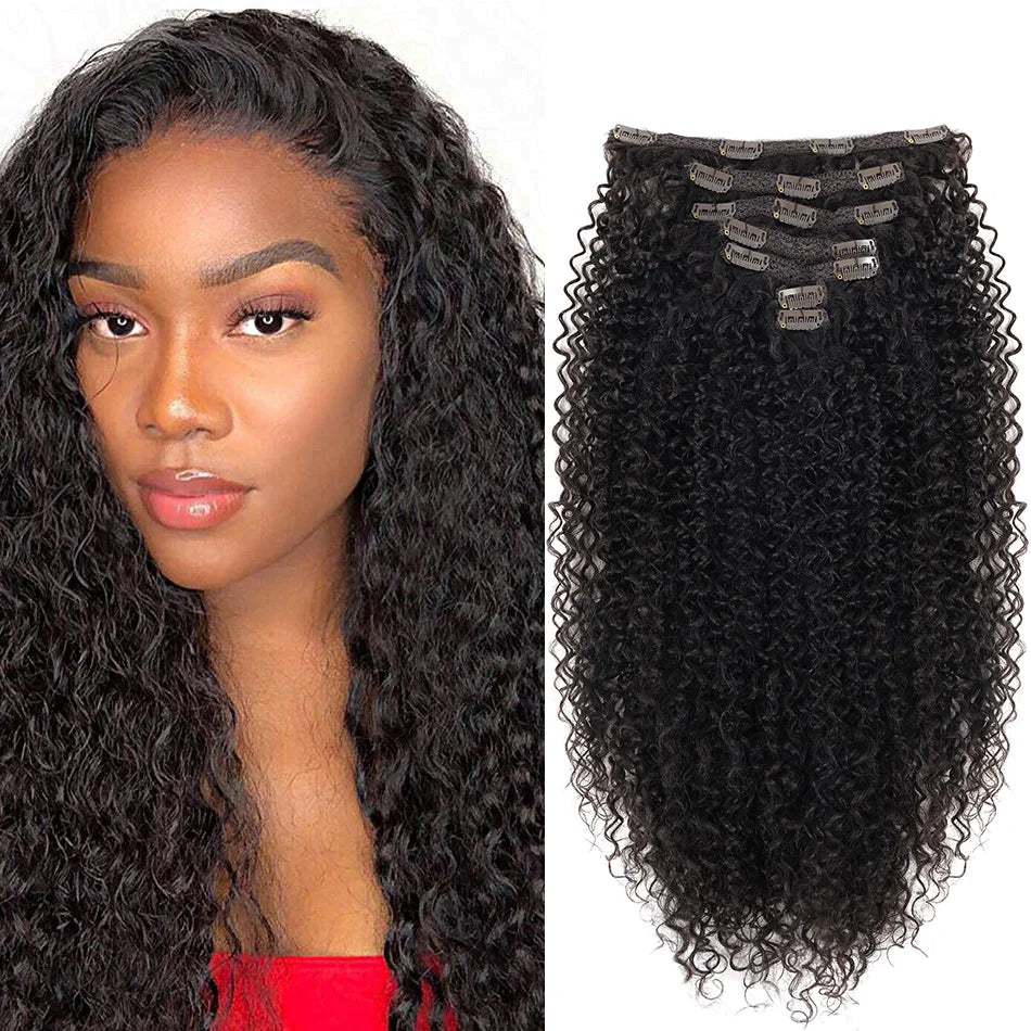 Synthetic Extensions Curly Hair Extensions Clip in 26Inch Kinky Curly Fake Hair Pieces  For Women  And daily wear Or Cosplay