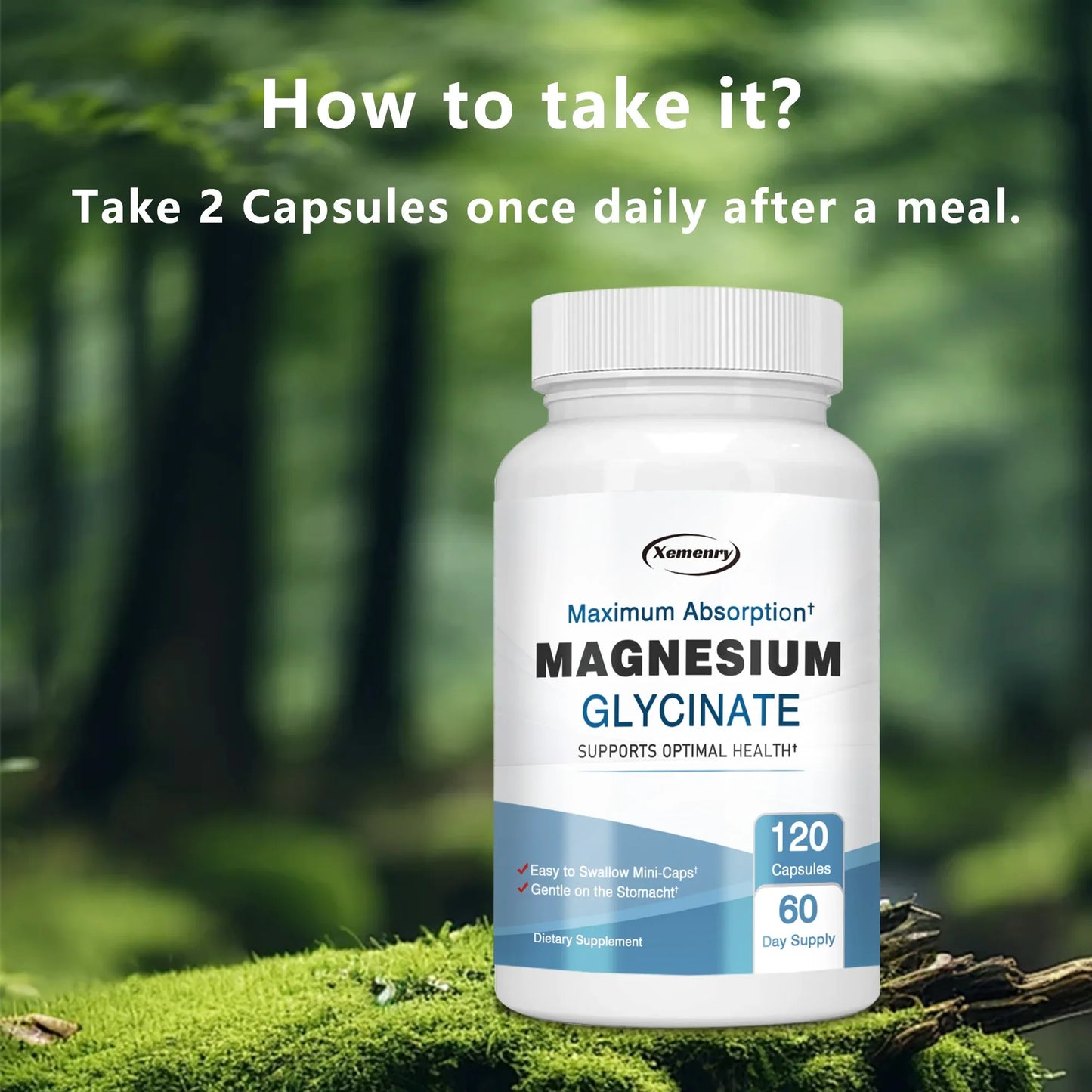 Magnesium Glycinate Capsules - Supports Muscle, Joint and Heart Health, Promotes Natural Sleep - 120 Capsules