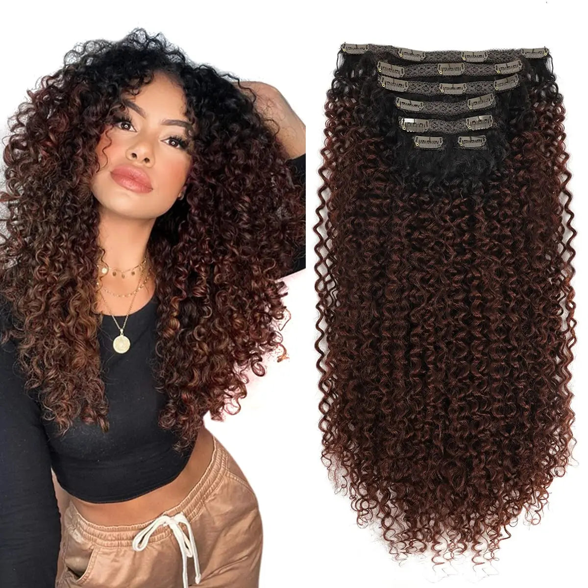 Synthetic Extensions Curly Hair Extensions Clip in 26Inch Kinky Curly Fake Hair Pieces  For Women  And daily wear Or Cosplay