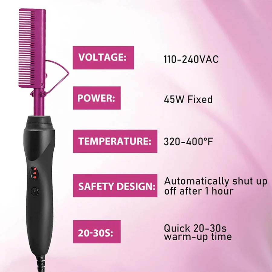 GOIPLE 2 in 1 Electric Heat Comb Hot Hair Straightener Curling Iron for Wigs and Hair Styling Tools beginner Hair Extension Kit
