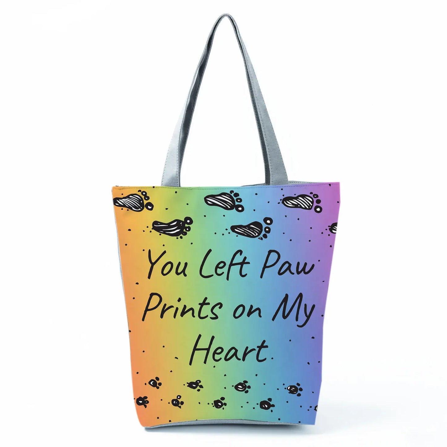 High Capacity Fashion Custom Gift Shoulder Bag Funny Shopping Bags Dog Paw Printed Beach Women's Tote Bag Eco Portable Handbags