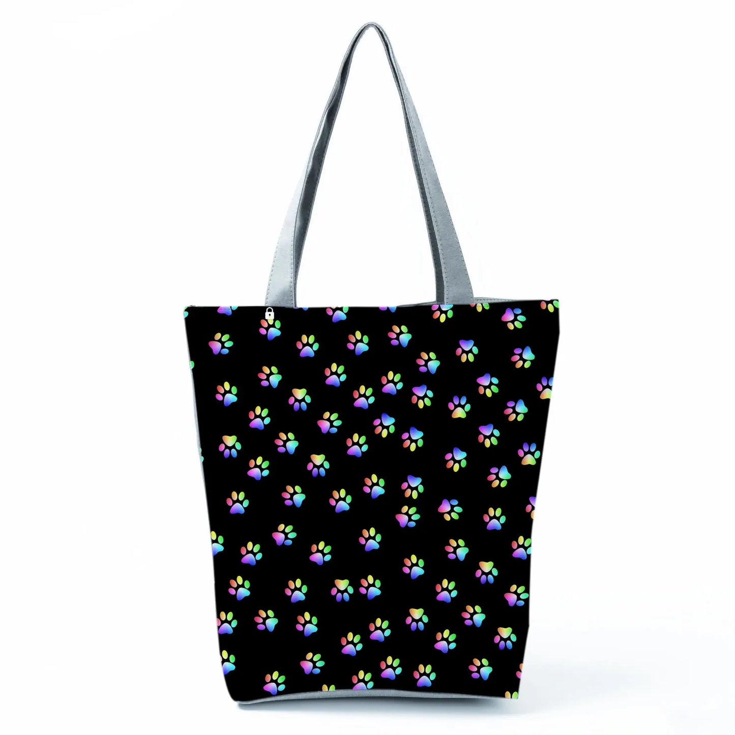 High Capacity Fashion Custom Gift Shoulder Bag Funny Shopping Bags Dog Paw Printed Beach Women's Tote Bag Eco Portable Handbags