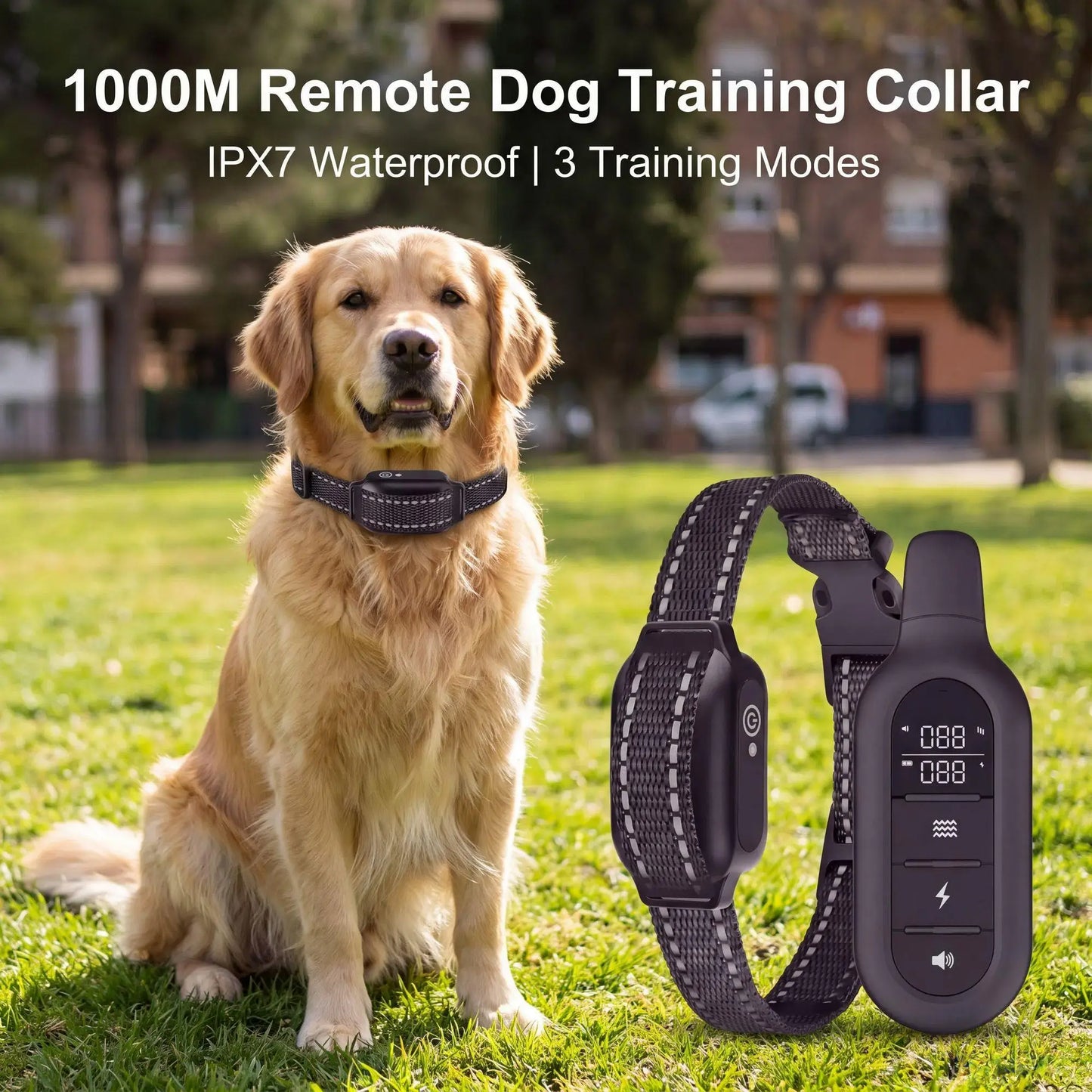 1000M Dog Training Collar Remote Control, Waterproof Rechargeable Dog Bark Collar with Shock Vibration Modes for All Dogs