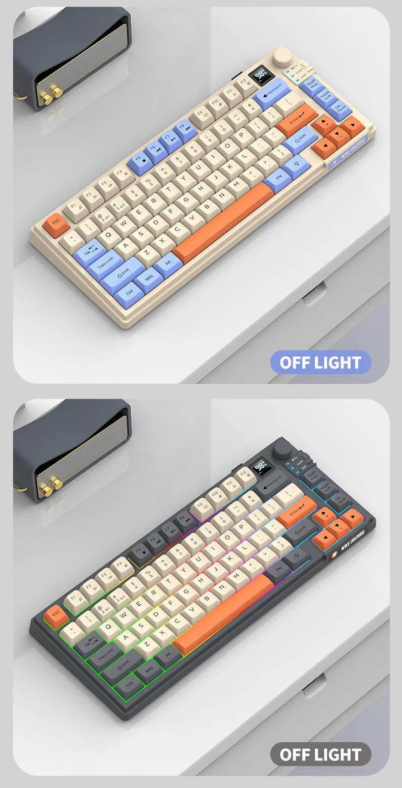 Wireless Keyboard 80 Key 80% Layout Spanish Russian Arabic Korean Keyboard Mouse Set Bluetooth 2.4G 2000mAh Type C K92 Backlight