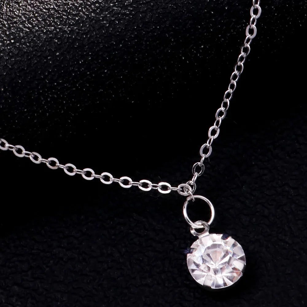 Stonefans Fashion Large Round Rhinestone Necklace Thin Chain for Women Simple Clavicle Necklace Choker Jewelry Accessories