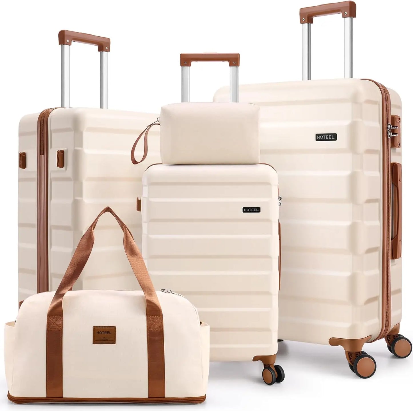 3/5pcs Carry On Luggage Set With Spinner Wheel, ABS Hard shell Suitcase With TSA Lock 20/24/28"Luggage, Toiletry Bag Duffel Bag.