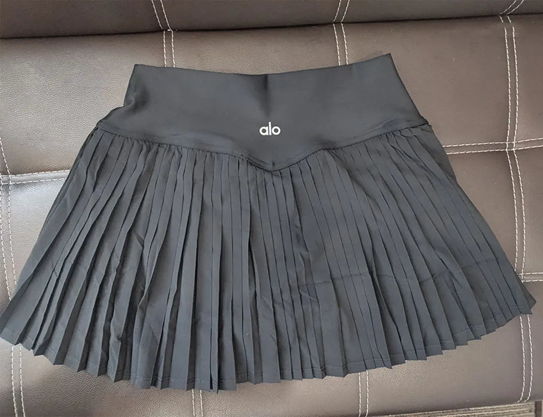 ALO Yoga high waist hair bare tennis skirt pocket double non-slip golf skirt fashion pure color women mini short skirt