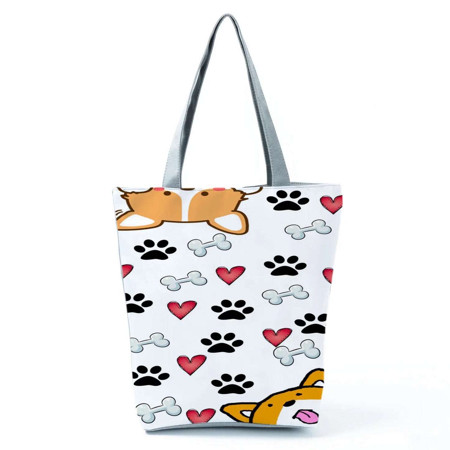 High Capacity Fashion Custom Gift Shoulder Bag Funny Shopping Bags Dog Paw Printed Beach Women's Tote Bag Eco Portable Handbags