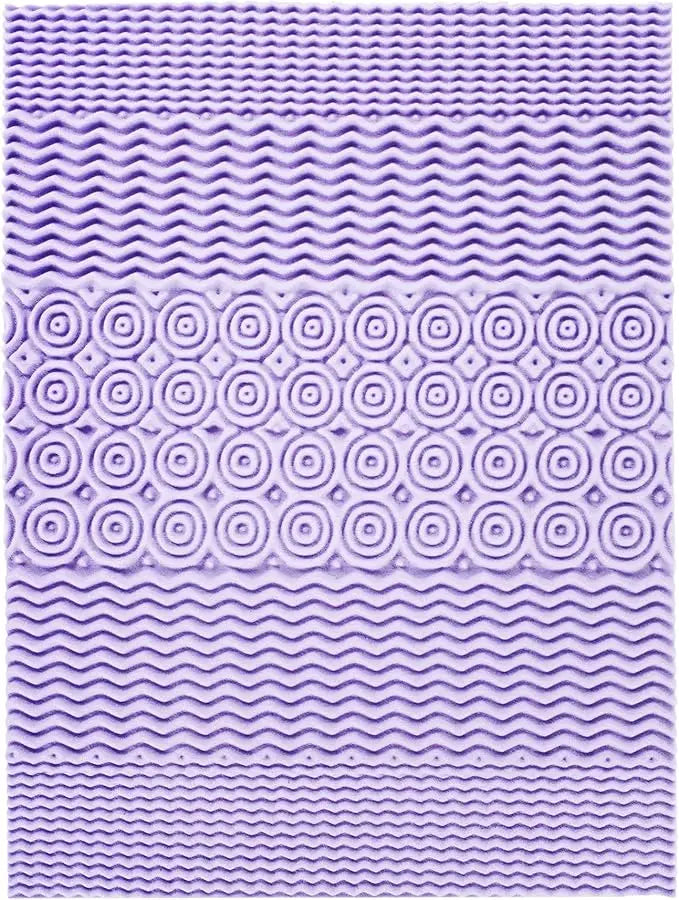 3-Inch 5-Zone Memory Foam Mattress Topper, Lavender Infused Cooling, Twin Size.