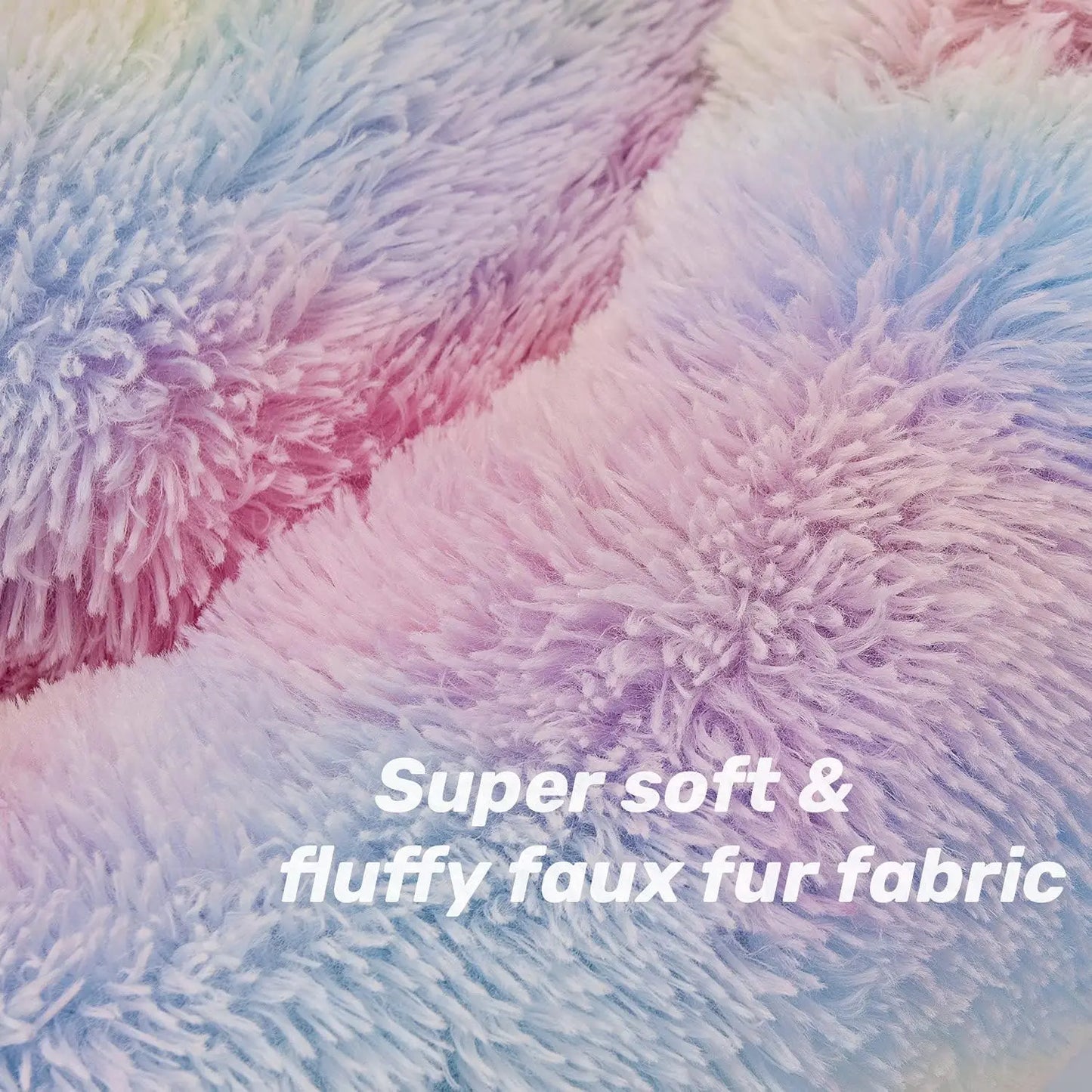 Colorful Anti Anxiety Fluffy Plush Washable Dog Cat Rabbit Bed Calming Donut pet Bed Improve Sleep lbs pet care