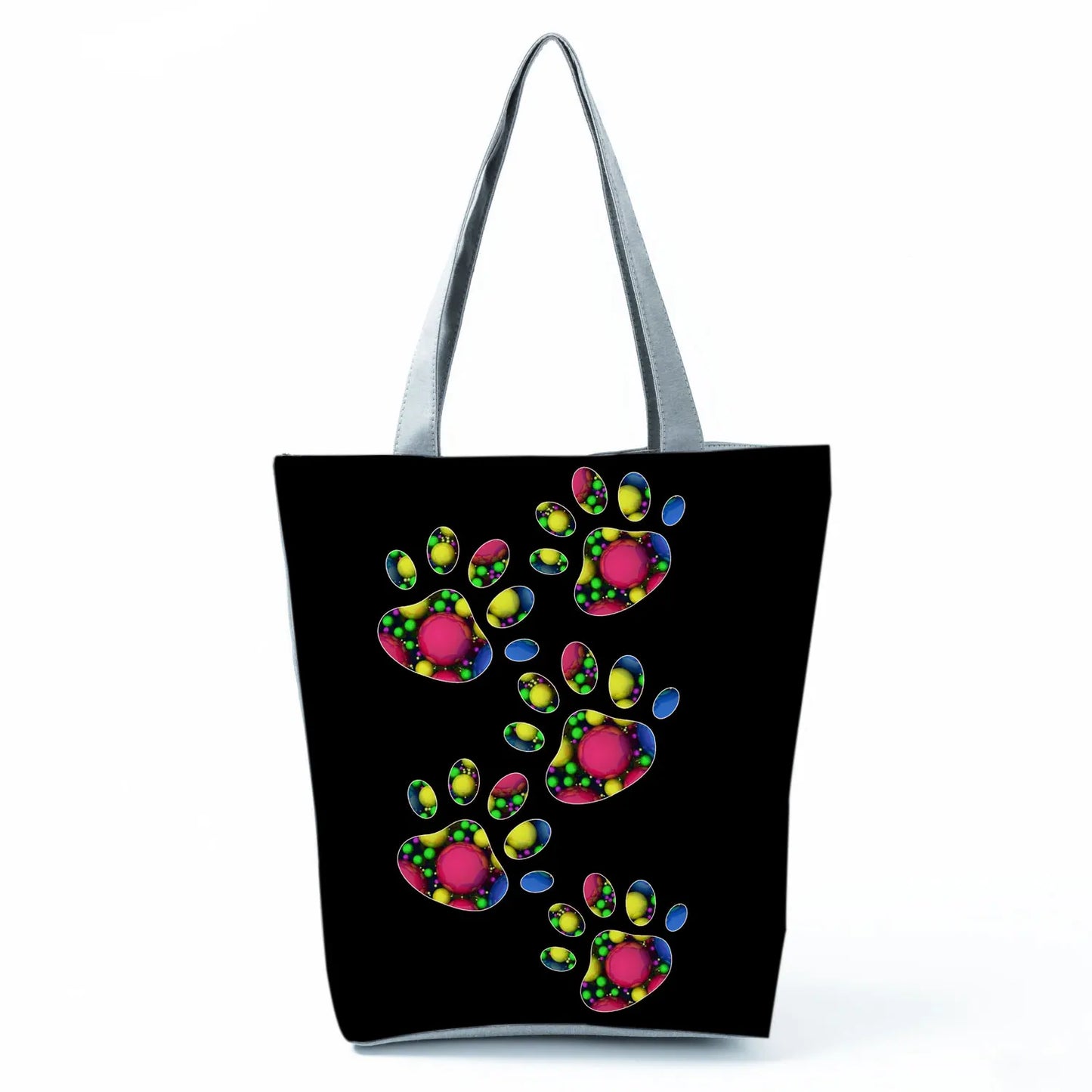 High Capacity Fashion Custom Gift Shoulder Bag Funny Shopping Bags Dog Paw Printed Beach Women's Tote Bag Eco Portable Handbags