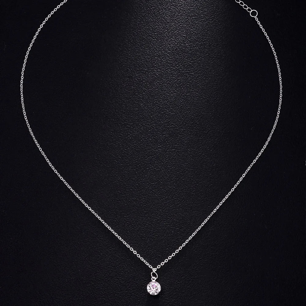 Stonefans Fashion Large Round Rhinestone Necklace Thin Chain for Women Simple Clavicle Necklace Choker Jewelry Accessories