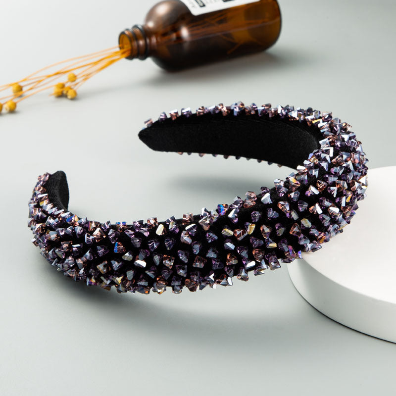New Baroque Headband Feminine Color Hand-Stitched Glass Bead Headband Thin Sponge Headband