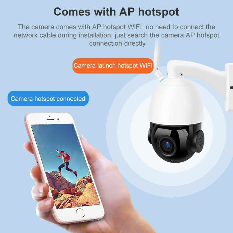 QX5 2.0 Million Pixels 1080P HD 20X Zoom Wireless WiFi Dome Smart Camera, Support Infrared Night Vision / Motion Detection / Voice Intercom / TF Card, US Plug