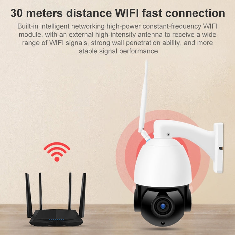 QX5 2.0 Million Pixels 1080P HD 20X Zoom Wireless WiFi Dome Smart Camera, Support Infrared Night Vision / Motion Detection / Voice Intercom / TF Card, AU Plug
