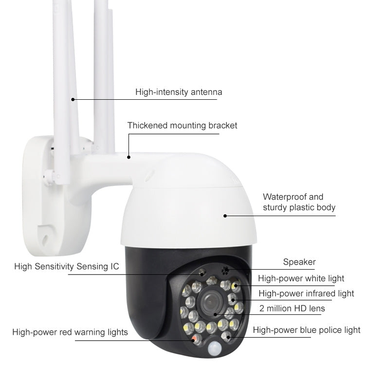 QX27 1080P WiFi High-definition Surveillance Camera Outdoor Dome Camera, Support Night Vision & Two-way Voice & Motion Detection(UK Plug)