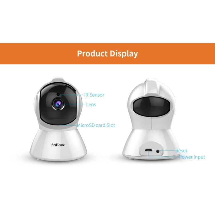 SriHome SH025 2.0 Million Pixels 1080P HD AI Auto-tracking IP Camera, Support Two Way Audio / Motion Tracking / Humanoid Detection / Night Vision / TF Card, UK Plug