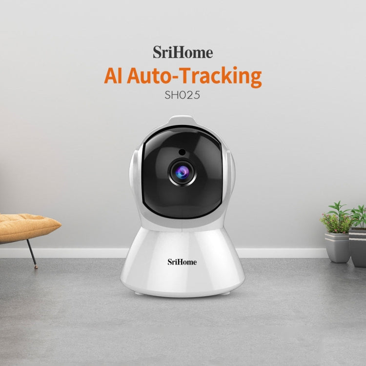 SriHome SH025 2.0 Million Pixels 1080P HD AI Auto-tracking IP Camera, Support Two Way Audio / Motion Tracking / Humanoid Detection / Night Vision / TF Card, US Plug