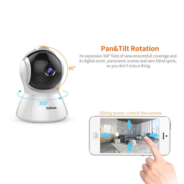 SriHome SH025 2.0 Million Pixels 1080P HD AI Auto-tracking IP Camera, Support Two Way Audio / Motion Tracking / Humanoid Detection / Night Vision / TF Card, US Plug