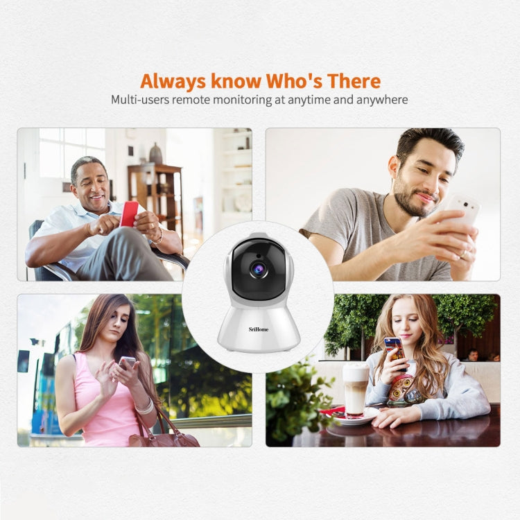 SriHome SH025 2.0 Million Pixels 1080P HD AI Auto-tracking IP Camera, Support Two Way Audio / Motion Tracking / Humanoid Detection / Night Vision / TF Card, EU Plug