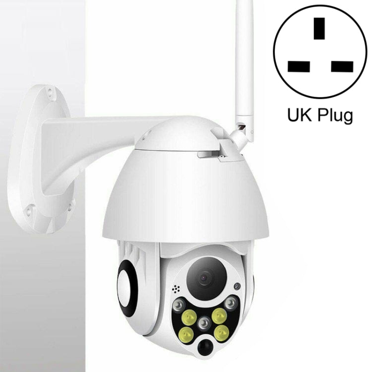 Wireless Surveillance Camera HD PTZ Home Security Outdoor IP66 Waterproof Network Dome Camera, Support Night Vision & Motion Detection & TF Card, UK Plug