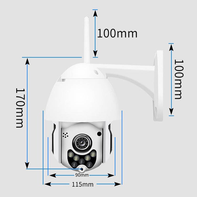 Wireless Surveillance Camera HD PTZ Home Security Outdoor IP66 Waterproof Network Dome Camera, Support Night Vision & Motion Detection & TF Card, EU Plug
