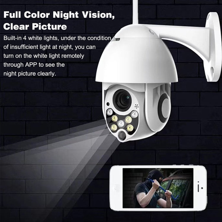 Wireless Surveillance Camera HD PTZ Home Security Outdoor IP66 Waterproof Network Dome Camera, Support Night Vision & Motion Detection & TF Card, US Plug