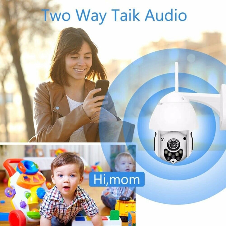 Wireless Surveillance Camera HD PTZ Home Security Outdoor IP66 Waterproof Network Dome Camera, Support Night Vision & Motion Detection & TF Card, EU Plug