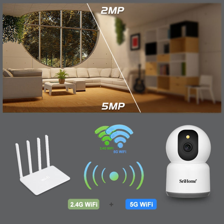 SirHome SH038 5MP QHD 5G WiFi IP Camera, Support Night Color & Motion Detection & Two Way Talk & Human Detection & TF Card, AU Plug
