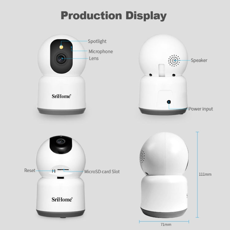 SirHome SH038 5MP QHD 5G WiFi IP Camera, Support Night Color & Motion Detection & Two Way Talk & Human Detection & TF Card, EU Plug