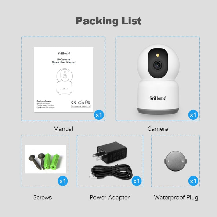SirHome SH038 5MP QHD 5G WiFi IP Camera, Support Night Color & Motion Detection & Two Way Talk & Human Detection & TF Card, US Plug