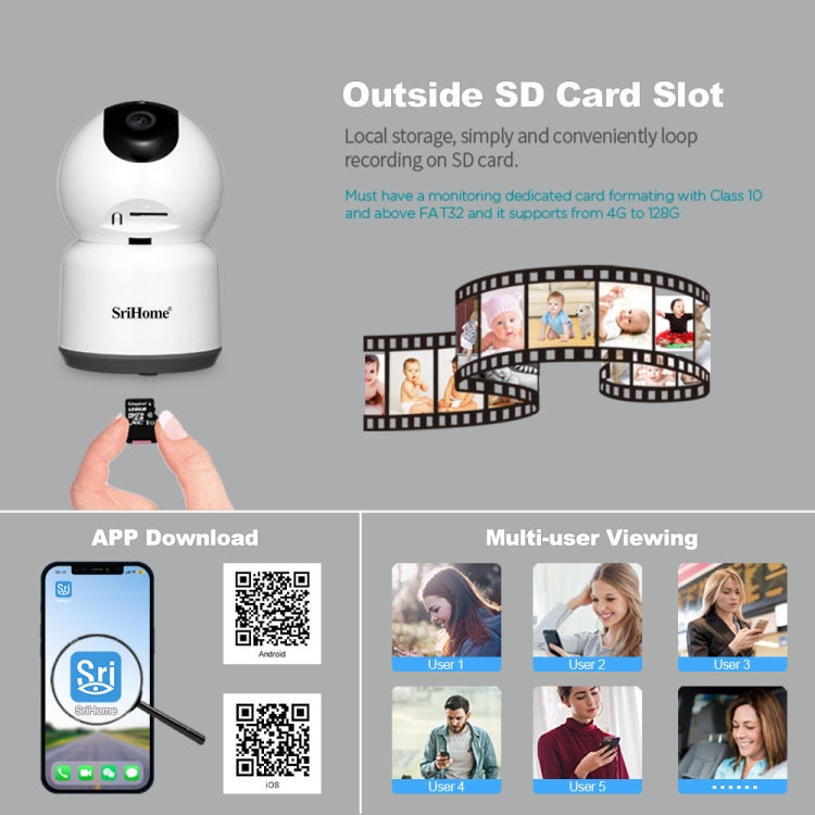 SirHome SH038 5MP QHD 5G WiFi IP Camera, Support Night Color & Motion Detection & Two Way Talk & Human Detection & TF Card, US Plug
