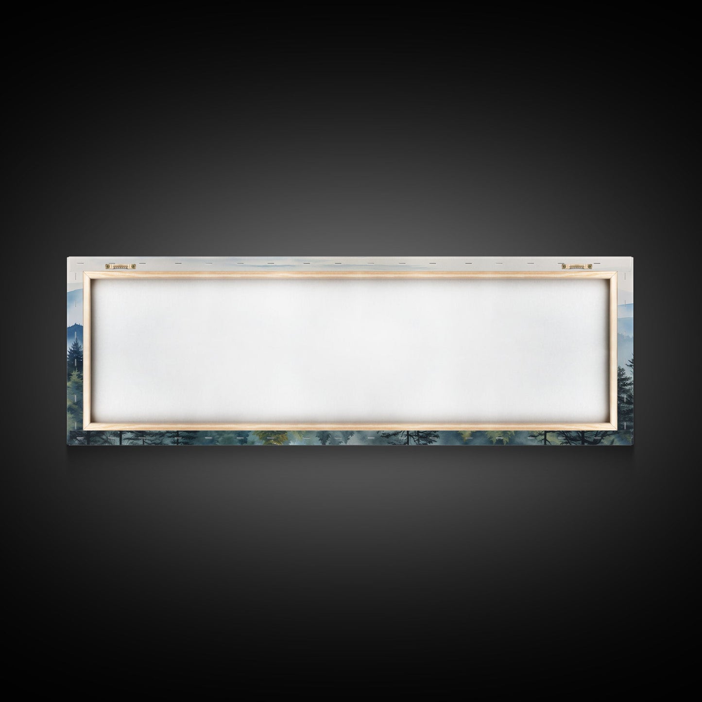 Blue Ridge Mountains National Park Panoramic Watercolor Painting Framed Canvas Print Large Wall Art