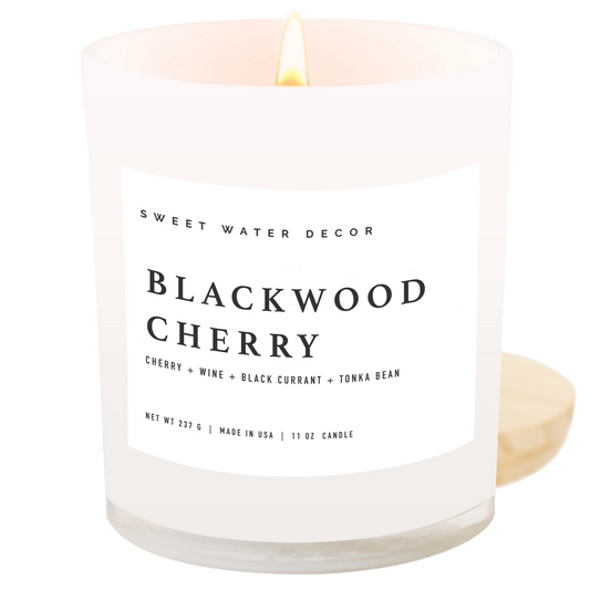 Blackwood Cherry Soy Candle - White Jar - 11 oz