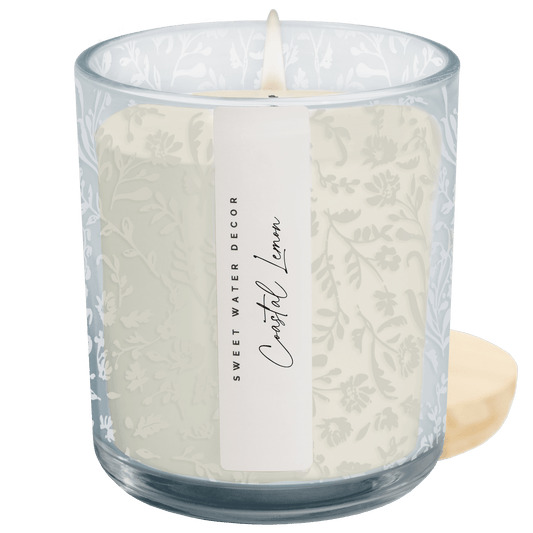 Coastal Lemon Soy Candle - Blue Tinted Glass Jar - 12 oz