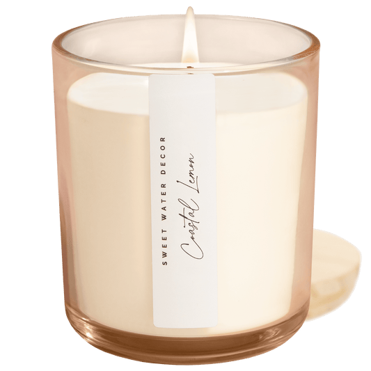 Coastal Lemon Soy Candle - Tinted Glass Jar - 12 oz