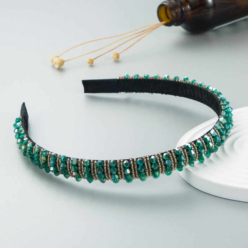 Hand Woven Beaded Headband Female Baroque Beaded Hair Binding Korean Version Net Red Wash Face Hair Accessories