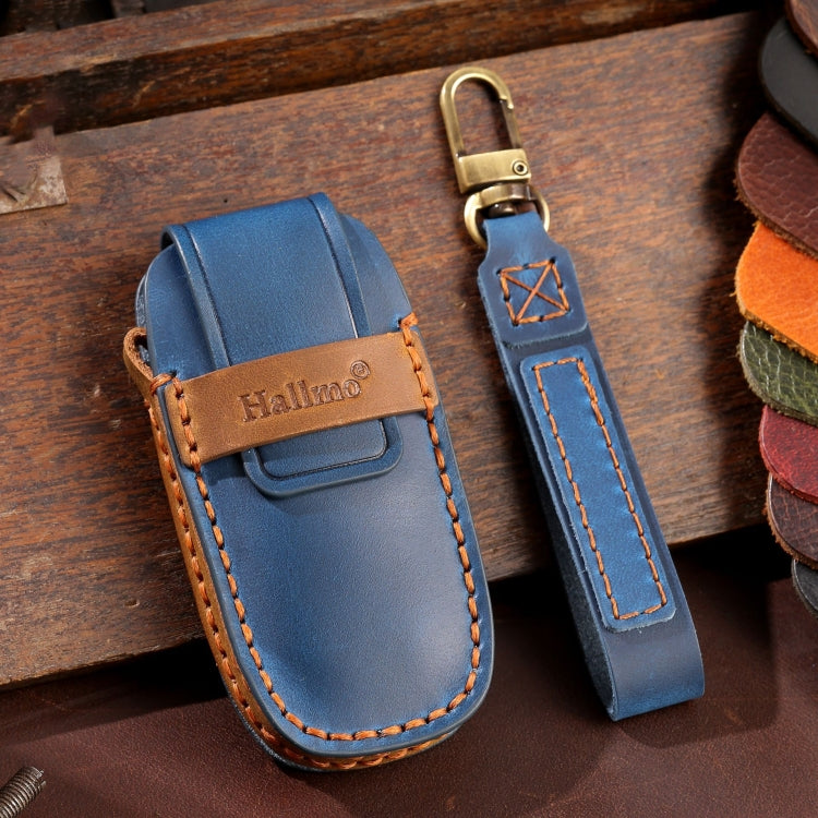 For Nissan Teana / Ariya 3-button Horn Hallmo Car Cowhide Leather Key Protective Cover Key Case, 3-button Horn