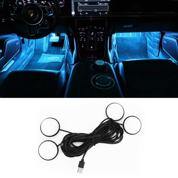 Car 4 in 1 USB RGB Foot LED Atmosphere Light, Ice Blue Light, Pink Light, White Light