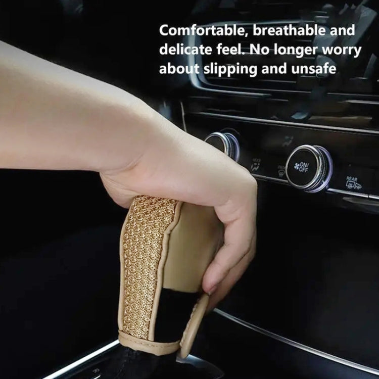 Universal Car PU + Ice Silk Gear Shift Knob Protective Cover, PU + Ice Silk Cover