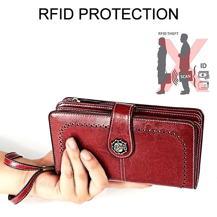 3556 Large Capacity Long Multi-function Anti-magnetic RFID Wallet Clutch for Ladies with Card Slots