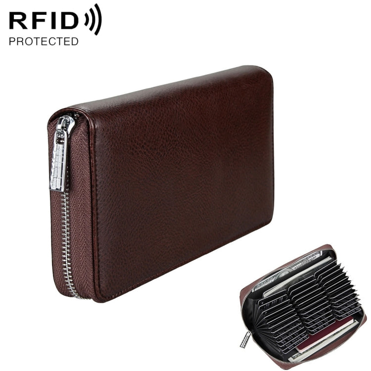 Antimagnetic RFID Large Capacity Long Style Genuine Leather Passport Package / Multifunctional and Many Card Slots Card Package